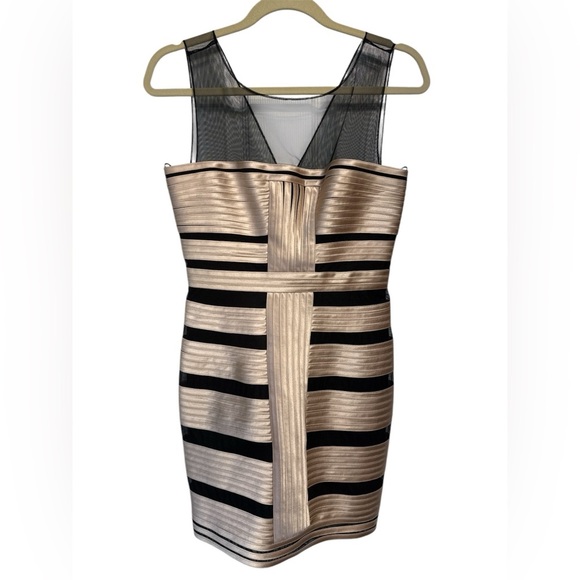 BCBGMaxAzria Dresses & Skirts - BCBGMaxAzria Black and Cream Striped Dress “Brenda”